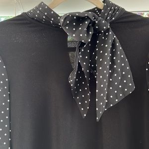 CeCe Women’s Black Top with Polkadot Sleeves